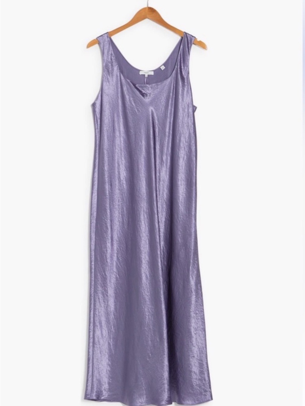 Vince square neck satin tank dress